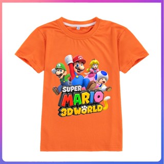 ใหม่ เสื้อยืดแขนสั้นลําลอง พิมพ์ลาย Super Mario แฟชั่นสําหรับเด็กผู้ชาย และเด็กผู้หญิง 2023