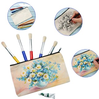 กระเป๋าดินสอ ผ้าแคนวาส พร้อมสายคล้องข้อมือ DIY สําหรับใส่เครื่องสําอาง 10 ชิ้น ต่อล็อต