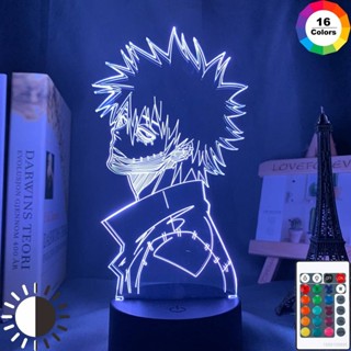 Si โคมไฟกลางคืน LED อะคริลิค รูปอนิเมะ My Hero Academia Dabi 3D พร้อมรีโมตคอนโทรล สําหรับตกแต่งบ้าน