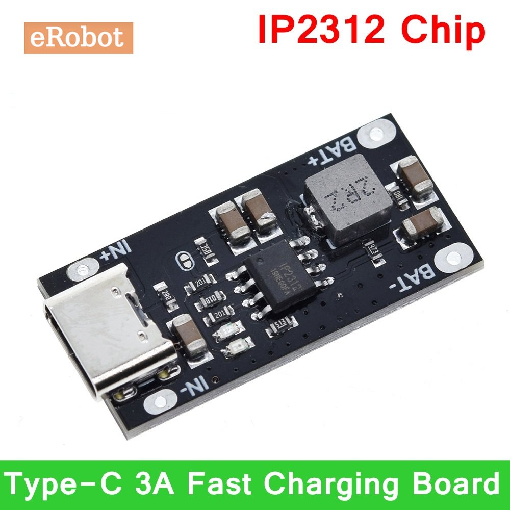 บอร์ดชาร์จแบตเตอรี่ลิเธียม โพลิเมอร์ กระแสไฟสูง IP2312 Type C USB 5V เป็น 4.2V IP2312