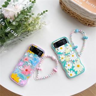 เคสโทรศัพท์มือถือ TPU แบบใส ลายดอกไม้ ดอกเบญจมาศ สําหรับ Samsung Galaxy Z Flip 5 4 3 5G