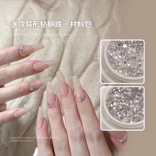 เครื่องประดับ เพชรกลม รูปเอเลี่ยน สีขาว ขนาดเล็ก สไตล์ฝรั่งเศส สําหรับตกแต่งเล็บ