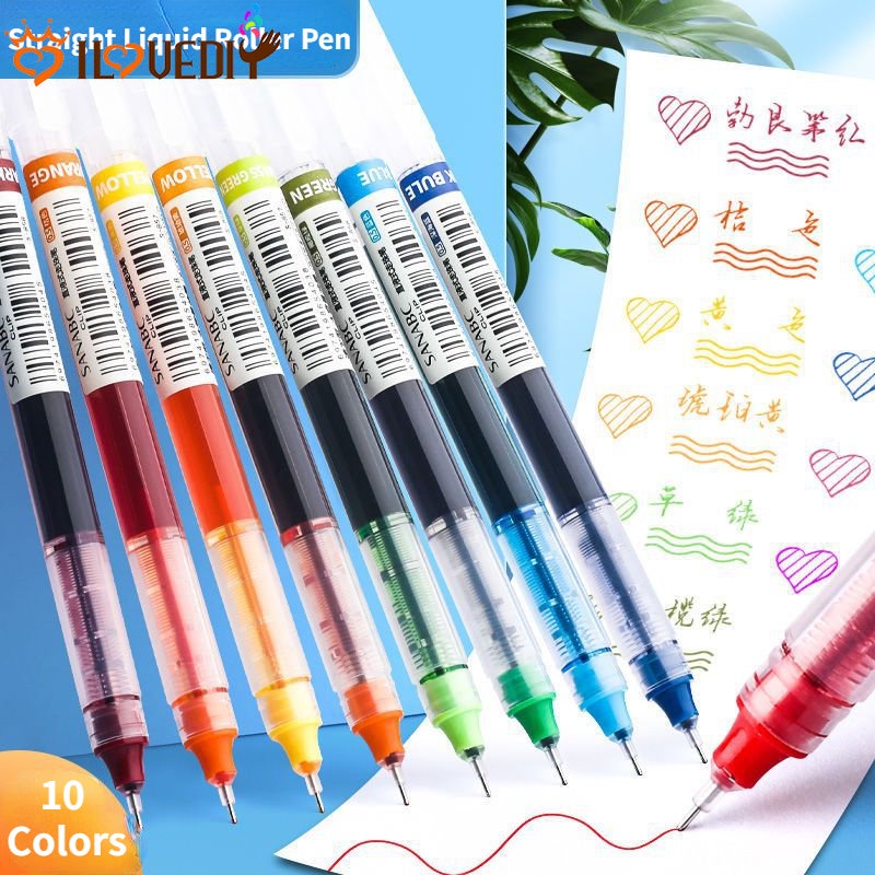 [ Featured ] ปากกาเซ็นชื่อ สีดํา 0.5 มม. 1 ชิ้น / ปากกาวาดภาพ แบบแห้งเร็ว / ปากกา Ledger สี / ปากกาลูกกลิ้งเหลว แบบตรง / เครื่องเขียนนักเรียน / อุปกรณ์สํานักงาน โรงเรียน