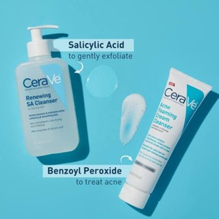 ✅พร้อมส่ง ✅แท้ โฟมล้างหน้า CeraVe acne foaming cleanser 4%bp CeraVe Sa cleanser สิวอักเสบ จุ๊กกี้ลดกลิ่น