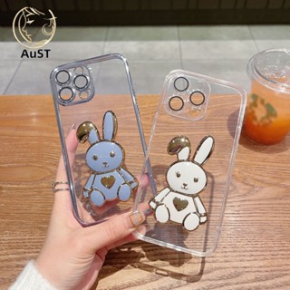 Yuanzhen เคสโทรศัพท์มือถือแบบใส กันการสึกหรอ ลายกระต่าย พร้อมขาตั้ง สําหรับ Iphone 14Pro