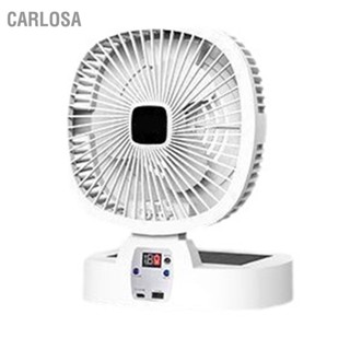 CARLOSA Solar Camping Fan แบตเตอรี่แบบชาร์จไฟได้รีโมทคอนโทรลแบบพับได้ไฟ LED พัดลมกลางแจ้ง