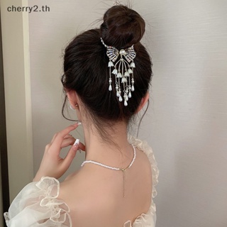 [cherry2] กิ๊บติดผม รูปกล้วยไม้ ดอกไม้ ประดับพู่ คริสตัล สไตล์เกาหลี เรโทร สําหรับผู้หญิง [TH]