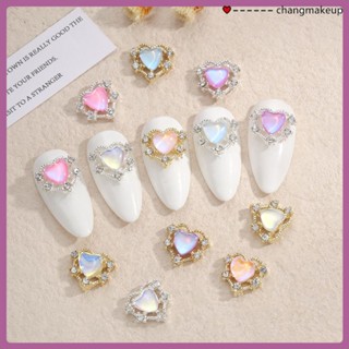 เล็บตกแต่งเล็บสามมิติ Aurora Love Gold And Silver Peach Heart Big Cute Sweet Nail Diy Decorations cod