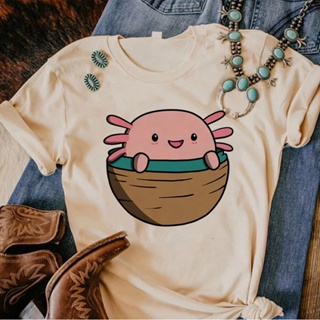 เสื้อยืด พิมพ์ลายกราฟฟิค Axolotl แฟชั่นฤดูร้อน สไตล์สตรีท สําหรับผู้หญิง