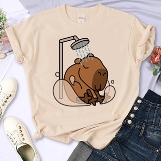 Capybara เสื้อยืด ลายการ์ตูนอนิเมะ สไตล์ฮาราจูกุ แฟชั่นฤดูร้อน สําหรับผู้หญิง