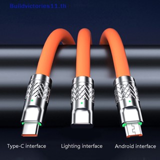 Buildvictories11 3in1 สายเคเบิล Micro USB Type C 6A 120W สําหรับ Lighg USB A เป็น Type-C 8-pin