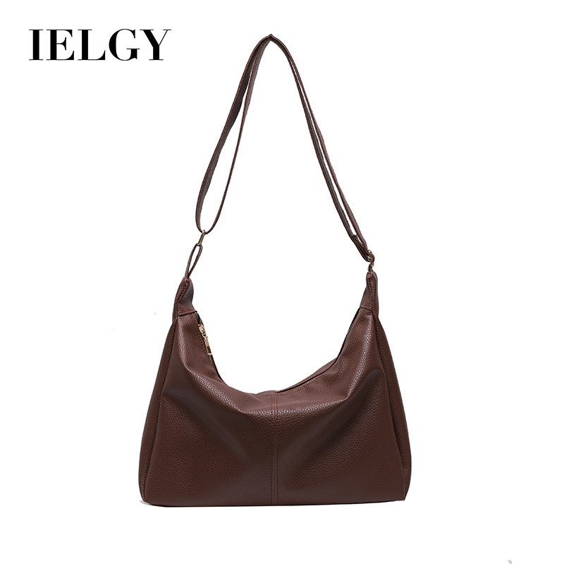 Ielgy กระเป๋าถือความจุขนาดใหญ่แฟชั่นเรียบง่ายย้อนยุคใต้วงแขนกระเป๋า Messenger Textured Tote Bag