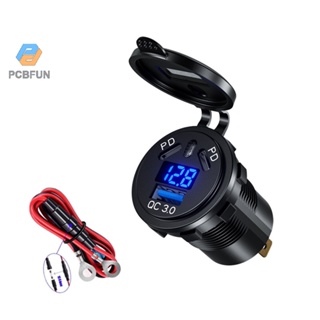 Pcbfun Dc12-24v อะแดปเตอร์ซ็อกเก็ตชาร์จเร็ว 3 พอร์ต 45w Pd Qc3.0 Usb สําหรับรถยนต์ เรือ