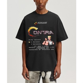 Gildan - Contra Nes เสื้อยืดลําลองสีดํา Arcade Famicom แฟชั่นและผ้าฝ้ายแท้ที่ดูดีเป็นที่นิยม S-5XL