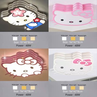 【พร้อมส่ง】โคมไฟเพดาน Led รูปเฮลโลคิตตี้ สีชมพู สําหรับตกแต่งห้องนอนเด็ก