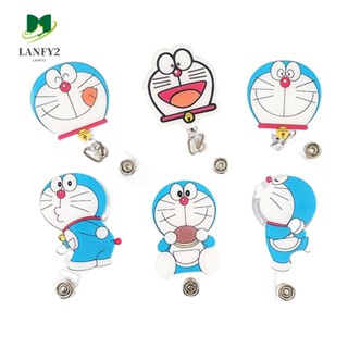 ALANFY คลิปหนีบป้ายชื่อ ลายการ์ตูนอนิเมะ Kawaii Doraemon แบบยืดหดได้ สําหรับนักเรียน พยาบาล สํานักงาน