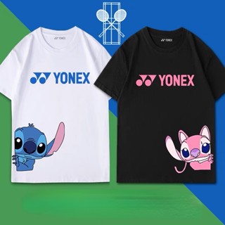 Yonex เสื้อกีฬาแบดมินตัน แขนสั้น ผ้าฝ้าย ระบายอากาศ ทรงหลวม สําหรับผู้หญิง และผู้ชาย