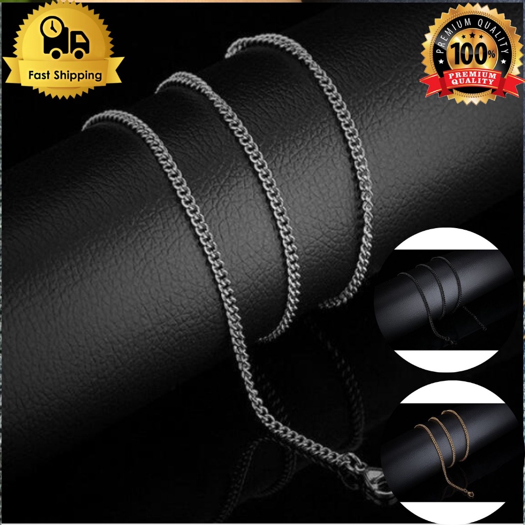 สร้อยคอโซ่กลมผู้ชายสีดําทองเงิน Variation 60CM Premium K52