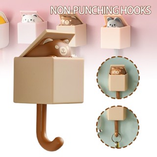 New 1pc Cute Cat Key Hook Wall Decoration Strong Sticky Hook Clothes Key Hanger