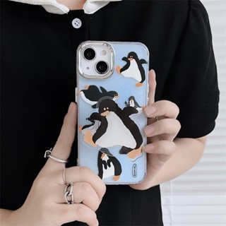 เคสโทรศัพท์มือถือ TPU ใส กันลื่น กันตก ลายเพนกวินน่ารัก สีชมพู สําหรับ Apple iPhone 13 12promax XS 13 pro 14promax iPhone 78plus XS xr xsmax 6plus