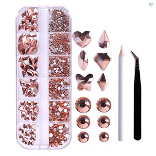 Cherry ชุดเครื่องมือทําเล็บ ดินสอปักเพชร 12 ช่อง และแหนบโค้ง สําหรับตกแต่งเล็บ DIY