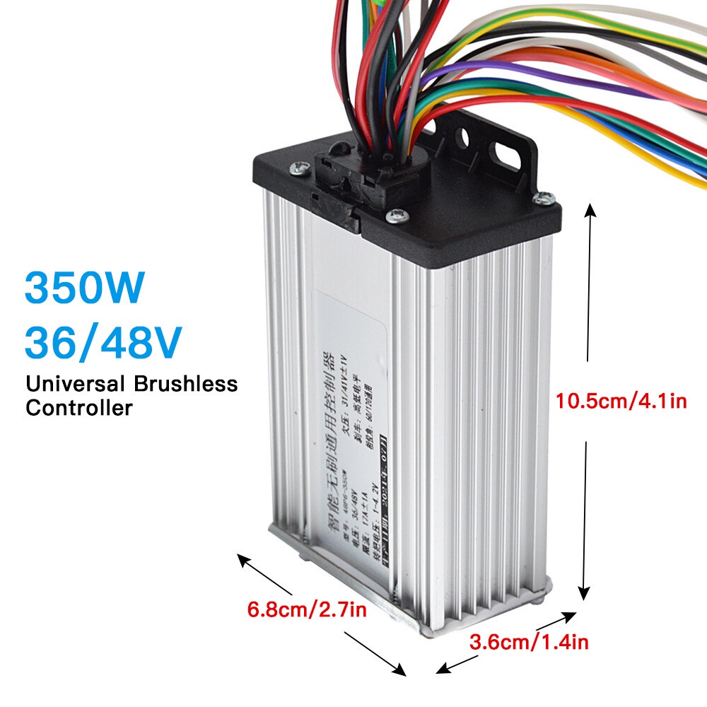 MonQiQi คอนโทรลเลอร์ไร้แปรงอเนกประสงค์350W400W 36V48V กล่องควบคุมจักรยานไฟฟ้า คลื่นไซน์เวฟ (ล้อเงียบ)