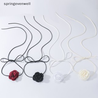 [springevenwell] สร้อยคอโชคเกอร์ กํามะหยี่ ลายดอกไม้ ดอกคามิเลีย ขนาดใหญ่ สําหรับผู้หญิง สินค้าใหม่ พร้อมส่ง