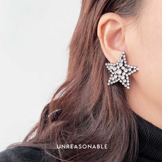 ต่างหูดาว Crystal ต่างหูคลิป ต่างหูก้านเงินแท้ น้ำหนักเบา สวยใส่สบาย UA0844-01 Unreasonable Accessories