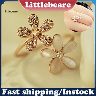 &lt;littlebeare&gt; แหวนโอปอลเทียม น้ําหนักเบา ปรับได้ สําหรับผู้หญิง