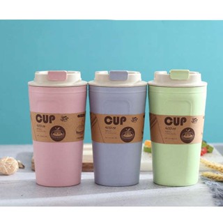แก้วเก็บความเย็น แก้วสตาร์บัคส์ของแท้ แฟชั่นใยไผ่ที่มาพร้อมกับถ้วยกาแฟสีสุ่ม [CNHB]