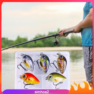 [Simhoa2] 5Pcs Mini Crankbait Fishing Lures Swimbait with Box with Hook Hard Fishing for Walleye Perch Boat Freshwater and Saltwater