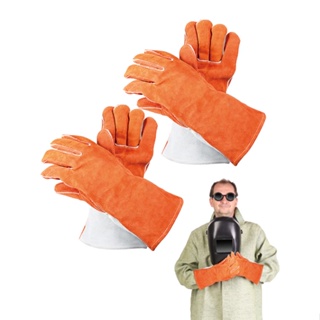 2pairs Safety Durable Long Sleeve Heat Insulation Oven Grill Wear Resistant Fireproof Welding Gloves