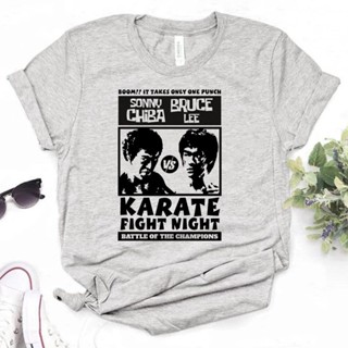 เสื้อยืด พิมพ์ลายอนิเมะ Bruce Lee สไตล์ฮาราจูกุ สําหรับผู้หญิง