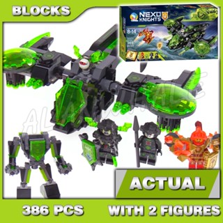 386 ชิ้น Nexo Knights Berserker Bomber เครื่องจักรตาปีกที่เกิดความโกรธ ชิ้นส่วนที่ถอดออกได้ ไอ้มีคาบัยเทอร์ สูทวายโร ร่มหุ้ม ชุดบล็อกสร้างสรรค์ที่เข้ากันได้กับโมเดล 72003