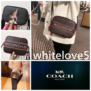 Jes Crossbody 20 In Signature Canvas C1303 C1541 แท้ กระเป๋าสะพายข้าง COAC H กระเป๋ากล้อง ซิปสองชั้น