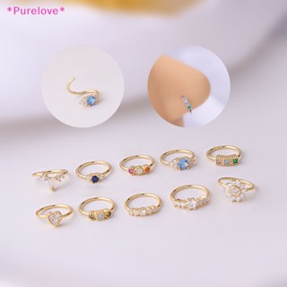 Purelove&gt; แหวนสเตนเลส ประดับเพทาย สไตล์อินเดีย สําหรับจมูก ร่างกาย