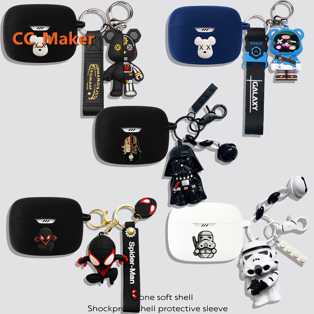 For JBL TUNE Beam Case Cartoon Bear Creative Astronaut Keychain Pendant JBL TUNE Beam Silicone Soft Case Shockproof Case Protective Cover Cute Stitch Kaws JBL TUNE Buds / T230NC / T130 Cover Soft Case