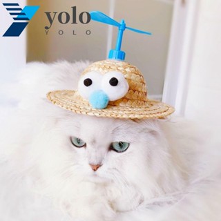 Yolo หมวกฟางถัก แฮนด์เมด รูปแมลงปอ ปรับได้ สําหรับถ่ายภาพสัตว์เลี้ยง สุนัข แมว 2023