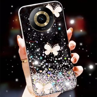 ใหม่ เคสโทรศัพท์มือถือ TPU ใส แบบนิ่ม ลายผีเสื้อ ประดับเลื่อม สําหรับ Realme 11 Pro Pro+ Plus C53 NFC 4G 5G 2023