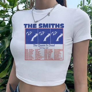 เสื้อครอปท็อป ลายกราฟฟิค the Smiths goth 2000s สไตล์โกธิค แฟรี่คอร์ ฮาราจูกุ สําหรับผู้หญิง