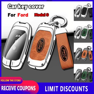 เคสกุญแจรถยนต์ หนังวัวแท้ สังกะสีอัลลอย คุณภาพสูง สําหรับ Ford G territory Everest Ranger Fiesta Escape Explorer Expedition Focus Escort Ecosport Mustang E150 Lynx Expedition EL Explorer Sport Raptor F150 Explorer Sport Trac F250 Express GT Thunderbird Br