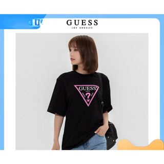 Guess ใหม่ เสื้อยืด ผ้าฝ้ายแท้ พิมพ์ลายตัวอักษร สีสันสดใส แฟชั่นฤดูร้อน สําหรับผู้หญิง