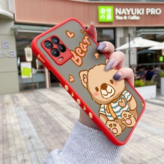 เคสโทรศัพท์มือถือ ซิลิโคนแข็ง ขอบสี่เหลี่ยม กันกระแทก ลายการ์ตูนหมีน่ารัก แฟชั่น สําหรับ Realme 8 4G Realme 8 Pro