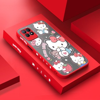 เคสมือถือ แบบแข็ง แบบใส ลายการ์ตูนคิตตี้ ขอบสี่เหลี่ยม กันกระแทก สําหรับ Realme 8 4G Realme 8 Pro