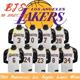 【BJS �� ครบรอบ 75 ปี Los Angeles Lakers No. เสื้อกีฬาบาสเก็ตบอล 6 Jersey สีขาว Q8LL