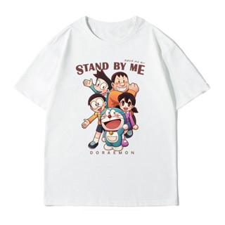 แฟชั่น เสื้อยืดโดราเอมอน Anime Nobita Classic Childhood Memories Anime Doraemon เสื้อยืด Cotton เสื้อผ้า