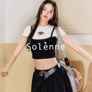 Solenne  เสื้อครอป เสื้อยืดผู้หญิง ครอป baby tee สาวเรโทร 2023 NEW Style Chic ทันสมัย สวยงาม พิเศษ A29J1PR 36Z230909