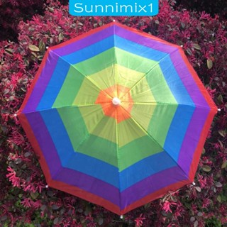 [Sunnimix1] หมวกร่มกันแดด กันน้ํา กันฝน ปรับได้ แฮนด์ฟรี กันแดด สีรุ้ง สําหรับตกปลา กอล์ฟ กลางแจ้ง