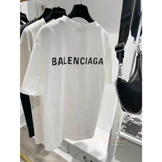 2023 เสื้อยืดลำลองฤดูร้อนใหม่ Balenciaga เสื้อยืดแขนสั้นพิมพ์ตัวอักษรคอกลมแขนสั้นพิมพ์ผ้านุ่ม