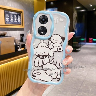 เคสโทรศัพท์มือถือ TPU นิ่ม ปิดด้านหลัง ลายการ์ตูนลูกสุนัข คลื่น แวววาว สําหรับ OPPO A78 A17 A17k A77 A77s A57 A96 A76 A16 A95 A74 4G 5G เคส Phone Case